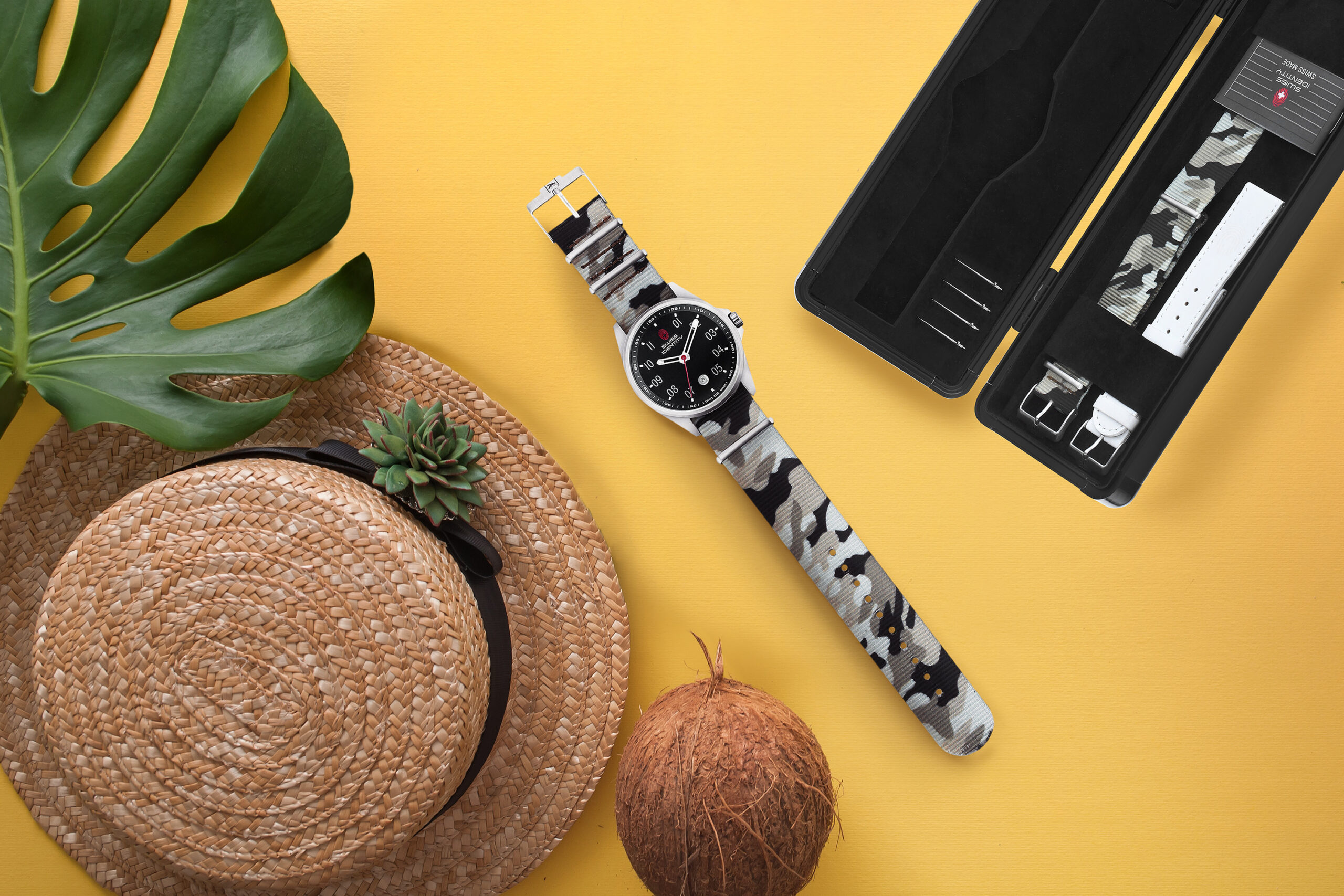 SIT Swiss Made Edition watch with camouflage NATO strap and black aluminium kit